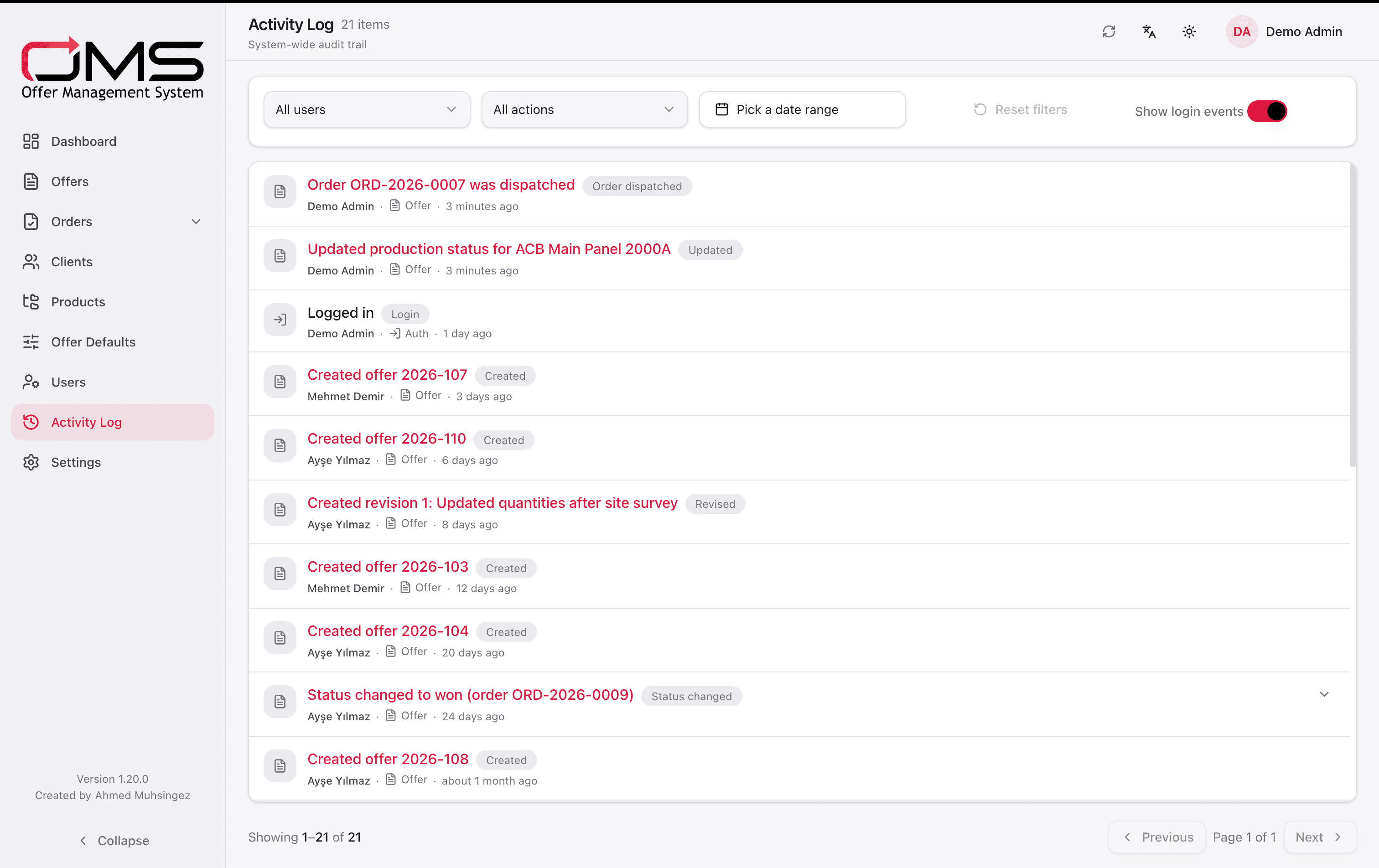 A full audit trail